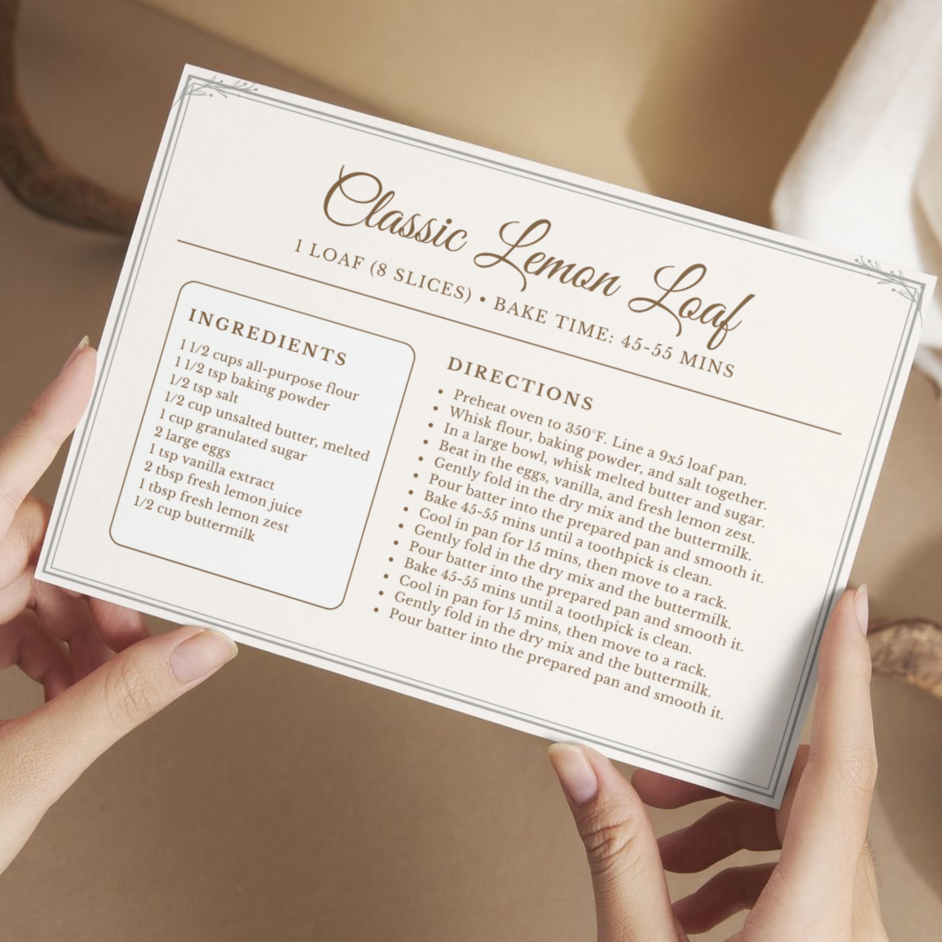 Recipe In Script Vintage Recipe Cards Canva Template | Recipe Binder Journal Insert ...