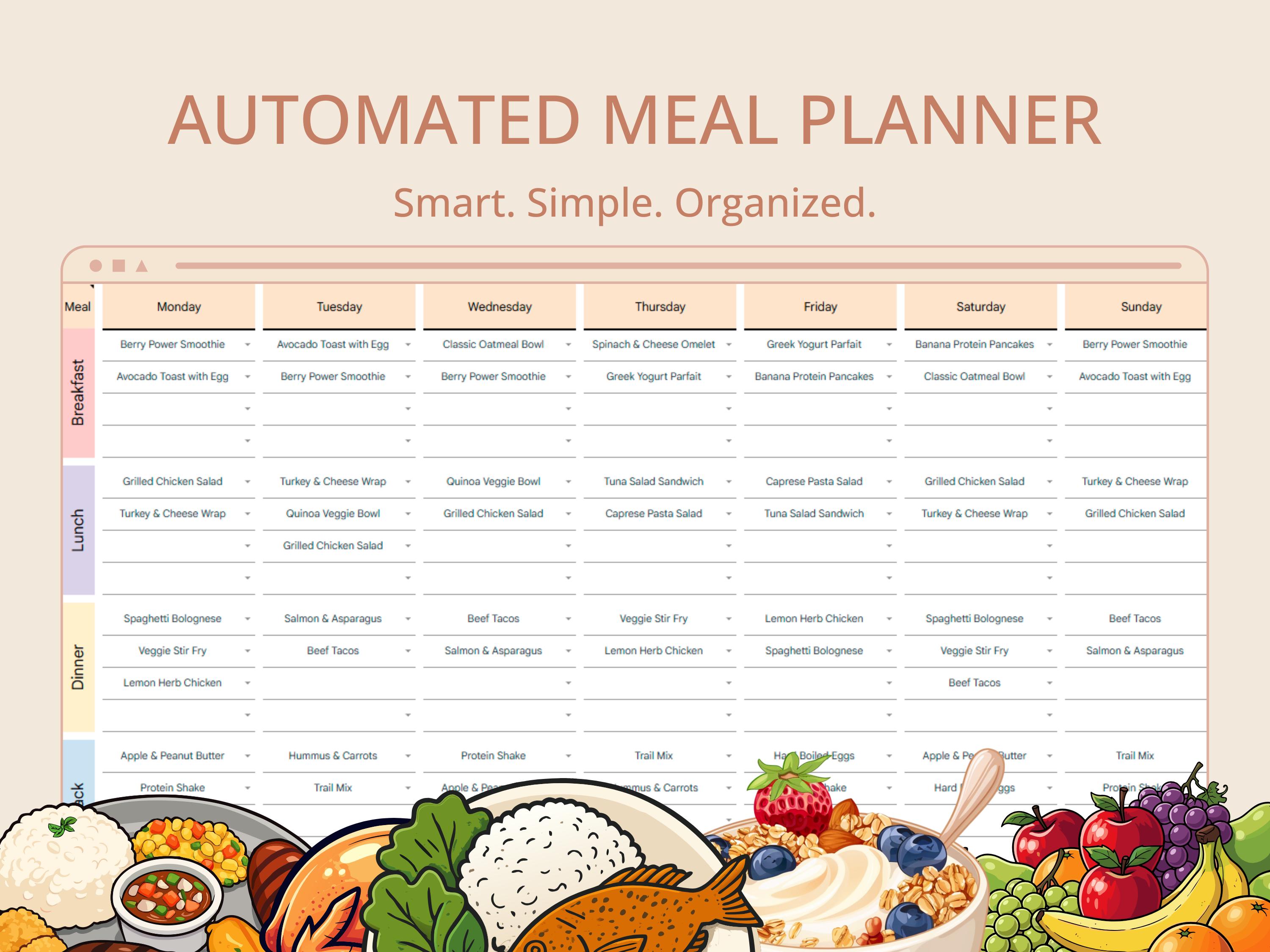 Weekly Meal Planner and Grocery List With Nutrition Tracker, Automated ...