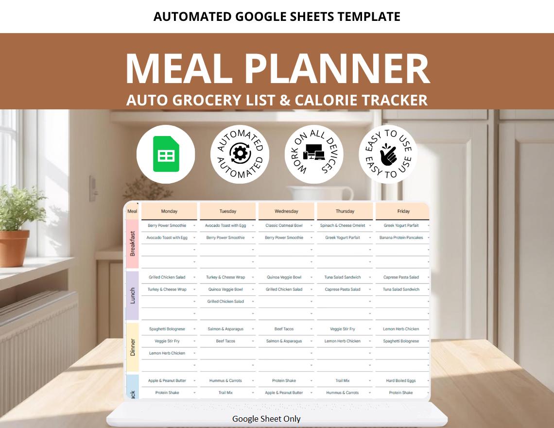 Weekly Meal Planner and Grocery List With Nutrition Tracker, Automated ...