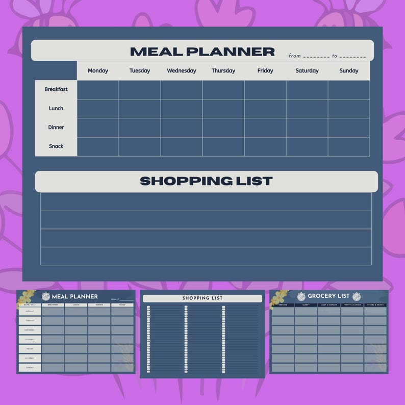 Editable Weekly Meal Planner Printable Grocery List & Kitchen Inventory ...
