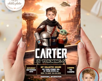Space Bounty Hunter Birthday Invitation with Photo (Digital Download)