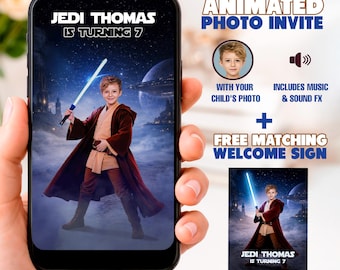 Space Warrior Animated Photo Invite, Galaxy Video Invitation(Digital Download)
