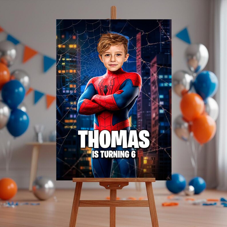 Spiderman Party Birthday Welcome Sign, Superhero Party Poster Personalized (Digital Download) image 2