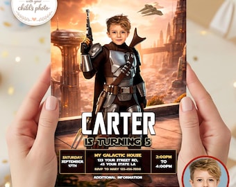 Galactic Space Hunter Birthday Invitation with Photo (Digital Download)