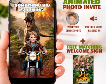 Dinosaur Video Invitation, Animated Jurassic Theme Birthday Party Invite (Digital Download)