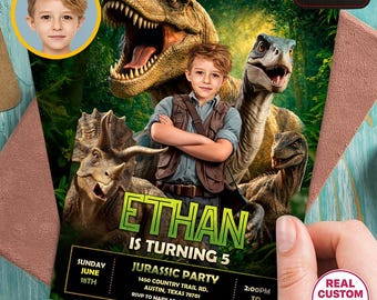 Dinosaur Birthday Invitation, Jurassic Party Invite, Prehistoric Dino Birthday (Digital Download)