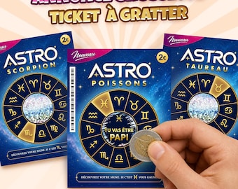 Annonce grossesse, carte à gratter signe astrologique, message personnalisé, surprise, tonton, tata, mamie, papi... Expédition rapide.