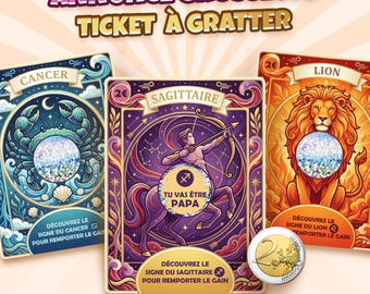 Annonce grossesse - carte à gratter personnalisée - idée cadeau grossesse - surprise futur papa - signe astrologique. Expédition rapide.