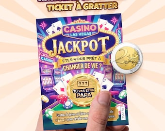 Annonce Grossesse carte à gratter Jackpot personnalisée - Surprise futur Papa. Idée cadeau originale. Expédition rapide