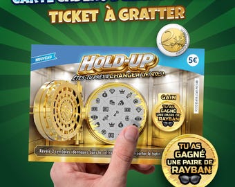 Ticket à gratter anniversaire, surprise personnalisée, idée cadeau originale, carte message. Expédition rapide
