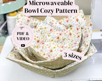 Microwave Bowl Cozy Sewing Pattern | Beginner Friendly (PDF & Video Tutorial) | Instant Download