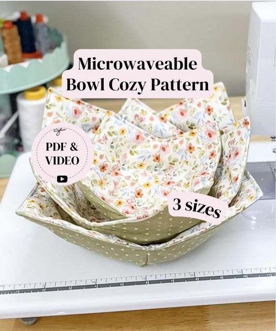 Microwave Bowl Cozy Sewing Pattern | Beginner Friendly (PDF & Video Tutorial) | Instant Download