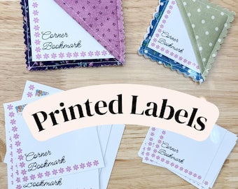 Corner Bookmark Insert Cards| PRINTED LABELS | Fabric Bookmarks | Craft Fair Labels | Custom Product Packaging