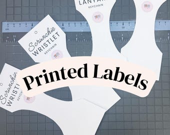 Etichette per confezioni di elastici per capelli / Etichette stampate / Cordino per elastici per capelli / Braccialetto per elastici per capelli / Etichette per fiere dell'artigianato / Confezioni personalizzate per prodotti
