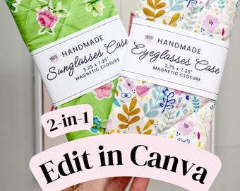 EDITABLE Sunglasses Case Labels - Eyeglasses Case Labels - Downloadable PDF, Wrap Labels, Tags for Handmade, Printable Product Packaging