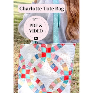 Charlotte Quilted Tote Bag Sewing Pattern | Beginner Friendly (PDF & Video Tutorial) | Instant Download
