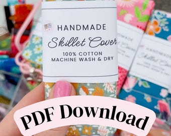 PRINTABLE Skillet Handle Wrap Labels - Downloadable PDF, Tags for Handmade, Pot Handle, Skillet Cover, Printable Product Packaging