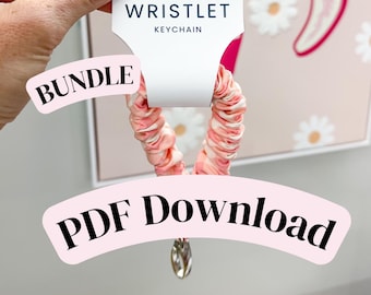 3-in-1 PRINTABLE Scrunchie Wrap Labels - Wristlet & Lanyard - Downloadable PDF, Tags for Handmade, Printable Product Packaging
