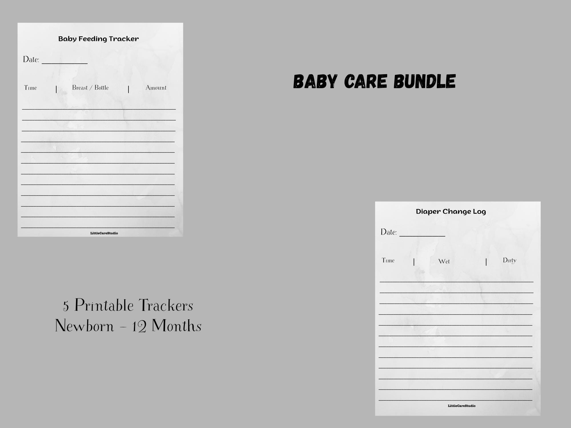 Baby Care Bundle Printable Feeding Tracker Sleep Log Daily Routine ...