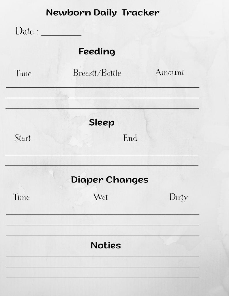 Newborn Daily Tracker Printable | Baby Feeding Sleep Diaper Log | New ...