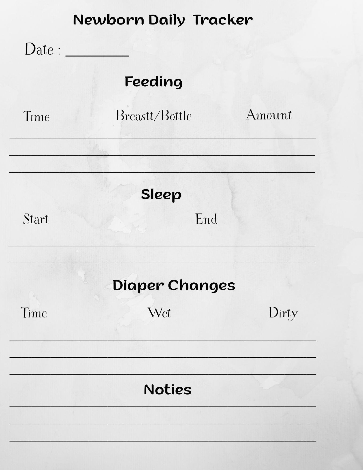 Newborn Daily Tracker Printable | Baby Feeding Sleep Diaper Log | New ...