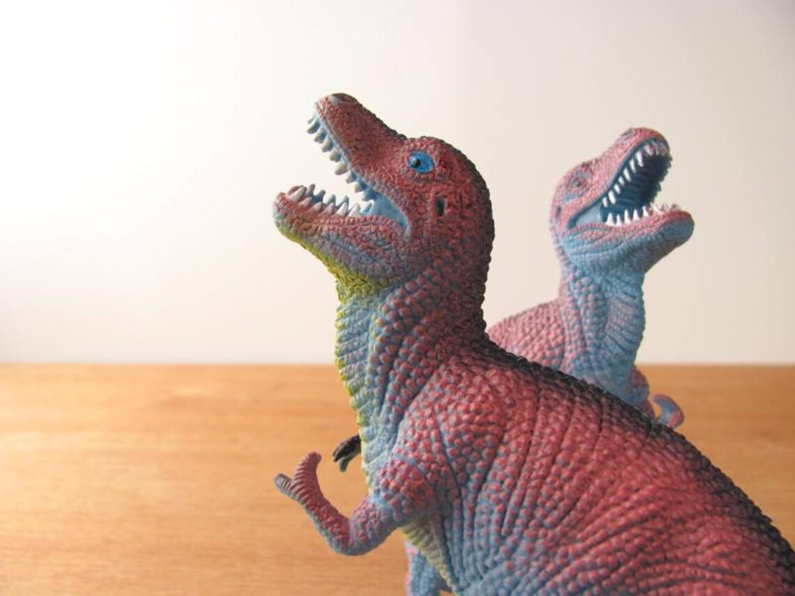 Vintage Dinosaur Toy Rubber TREX Pink Tyrannosaurus Etsy