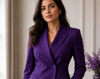 Purple Women Suit Set, Slim Fit Business Pantsuit, Elegant Blazer and Pants, Modern Formal Wear for Women
