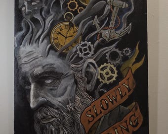 Sbiadimento lento - (35 x 76 cm) Acrilico su legno