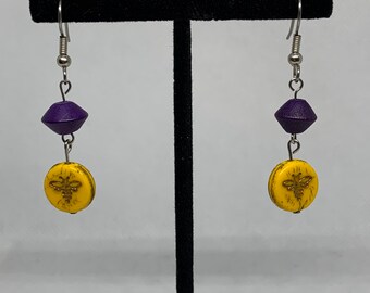 Bee earrings - yellow