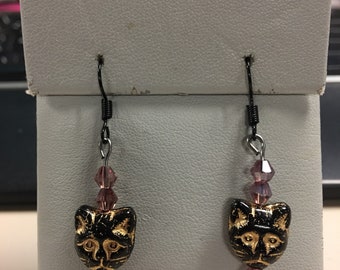 Black cat earrings