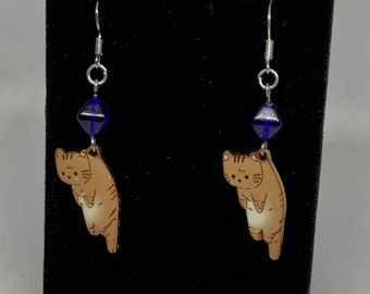 Orange cat earrings