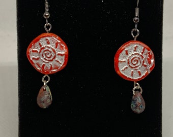 Red sunshine earrings