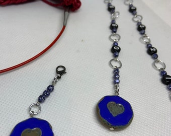 Blue heart row counter chain