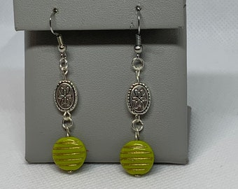 Green flower earrings