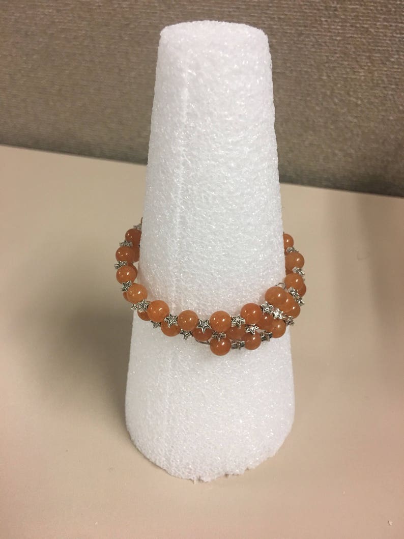 Orange Beaded Bracelet With Stars Etsy