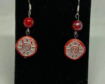 Red sunshine earrings