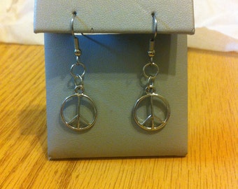 Silver peace sign earrings