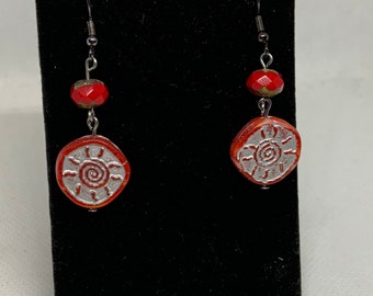 Red sunshine earrings