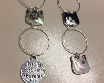 Cat wine charms