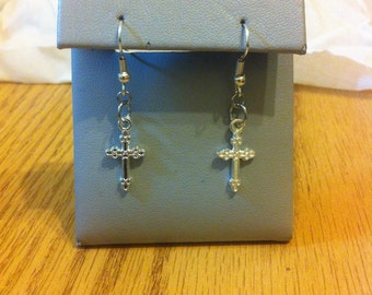 Bright silver cross earrings