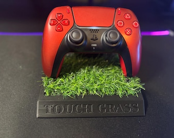 Touch Grass Controller Dock | Funny Gamer Gift | PS5/XBox Controller Stand | 3D Printed Gaming Desk Decor | Includes Mini Rake