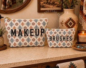 Southwest Makeup & Brushes Accessory Pouch — Southwestern Pattern Cosmetic Bag