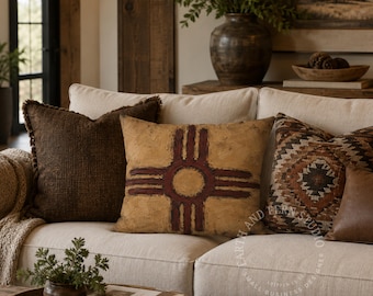 Southwestern Taos Symbol Rustic Decorative Throw Pillow