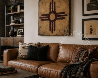 Taos Symbol Southwestern Rustic Wall Art Canvas