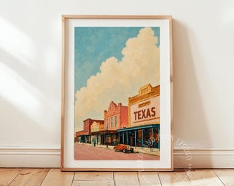 Retro Texas Art Print Matte Vertical Poster | Vintage Lone Star Wall Art
