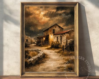 Rustic Farmhouse Frameless Art Print | Vintage Landscape Wall Art