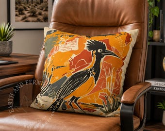 Retro Desert Roadrunner Pillow, Southwest Pillowcase, Western Boho Decor