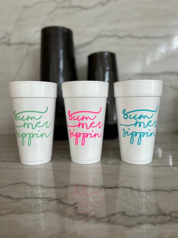 20 Oz. Styrofoam Party Cups Summer Sippin Etsy