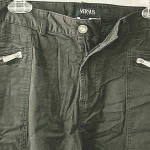 VERSUS VERSACE Cargo Pants | Black Cotton | Heavy Metal Hardware | Y2K Vintage Techwear