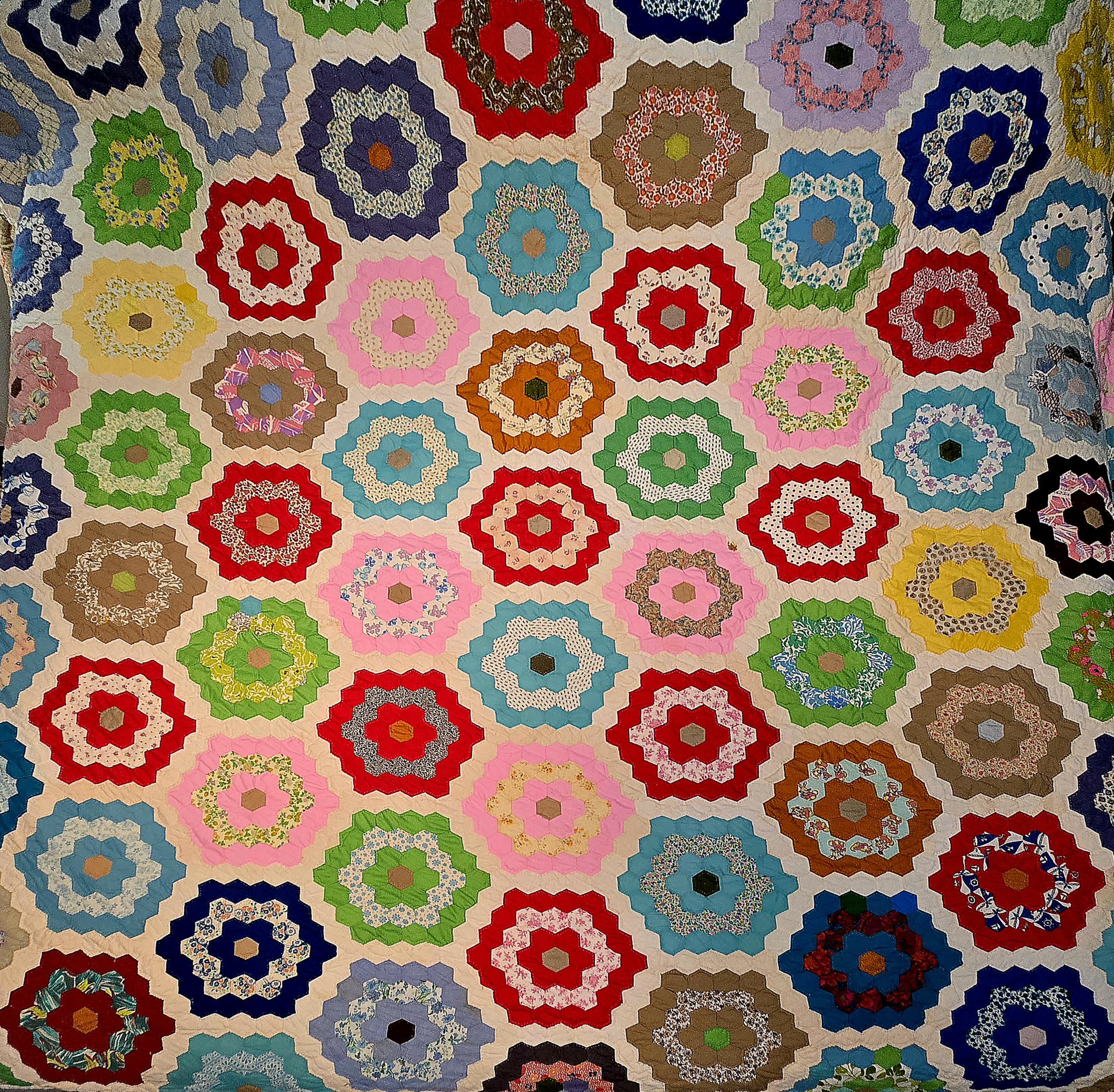 Antique quilt grandmothers flower garden - Etsy 日本